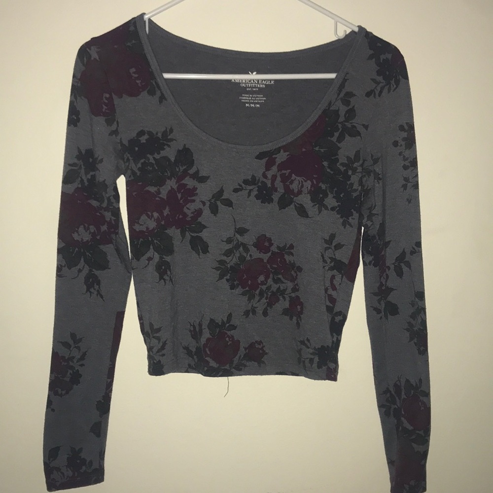 Floral long sleeve crop top